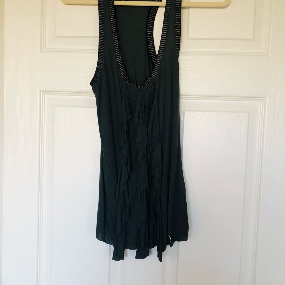 Guess Black Ruffle Tank Top